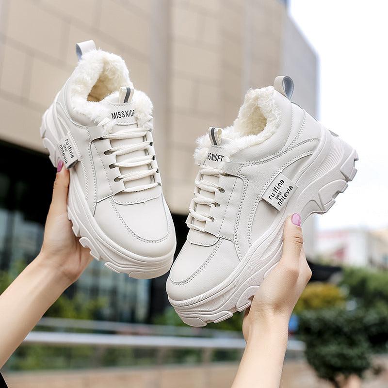 Women's Chunky Platform Winter Sneakers with Rainbow Detail