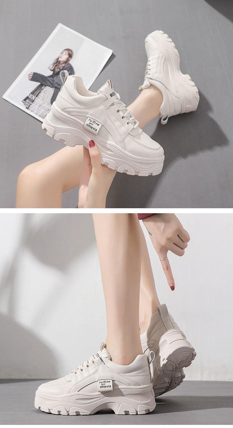 Women's Chunky Platform Winter Sneakers with Rainbow Detail