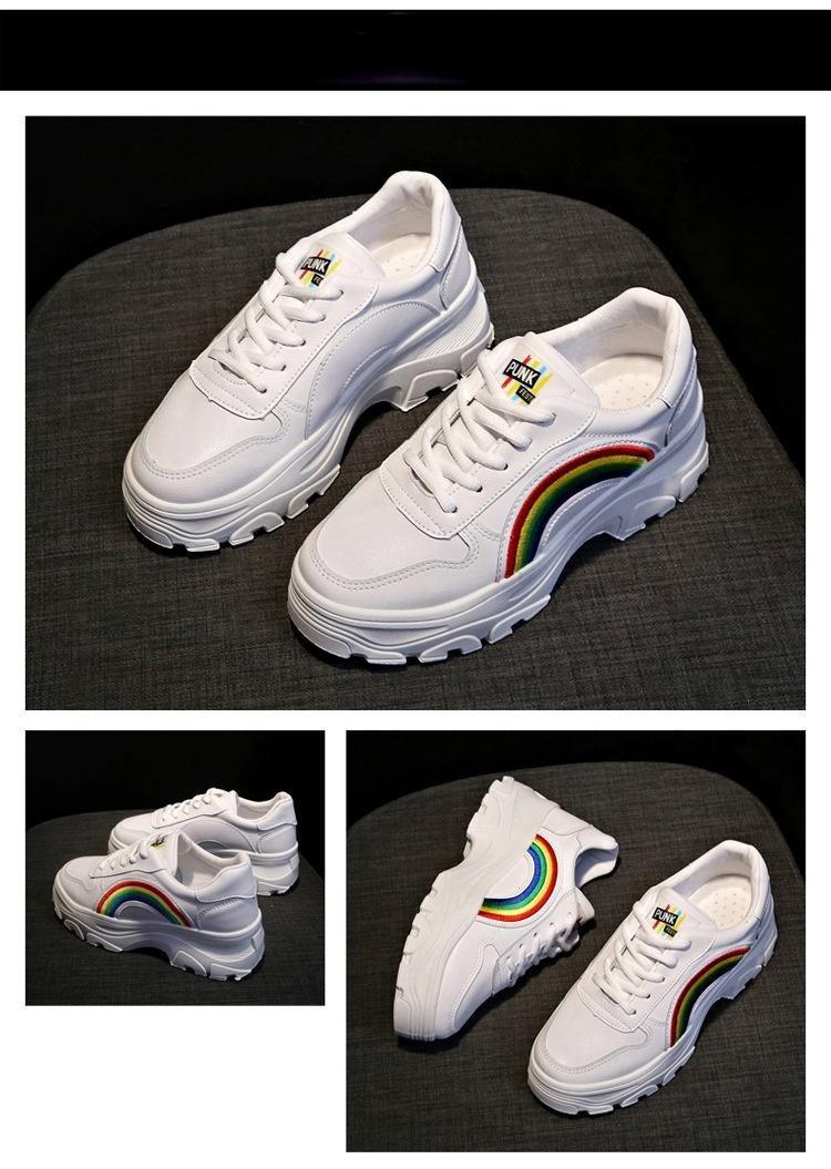 Women's Chunky Platform Winter Sneakers with Rainbow Detail