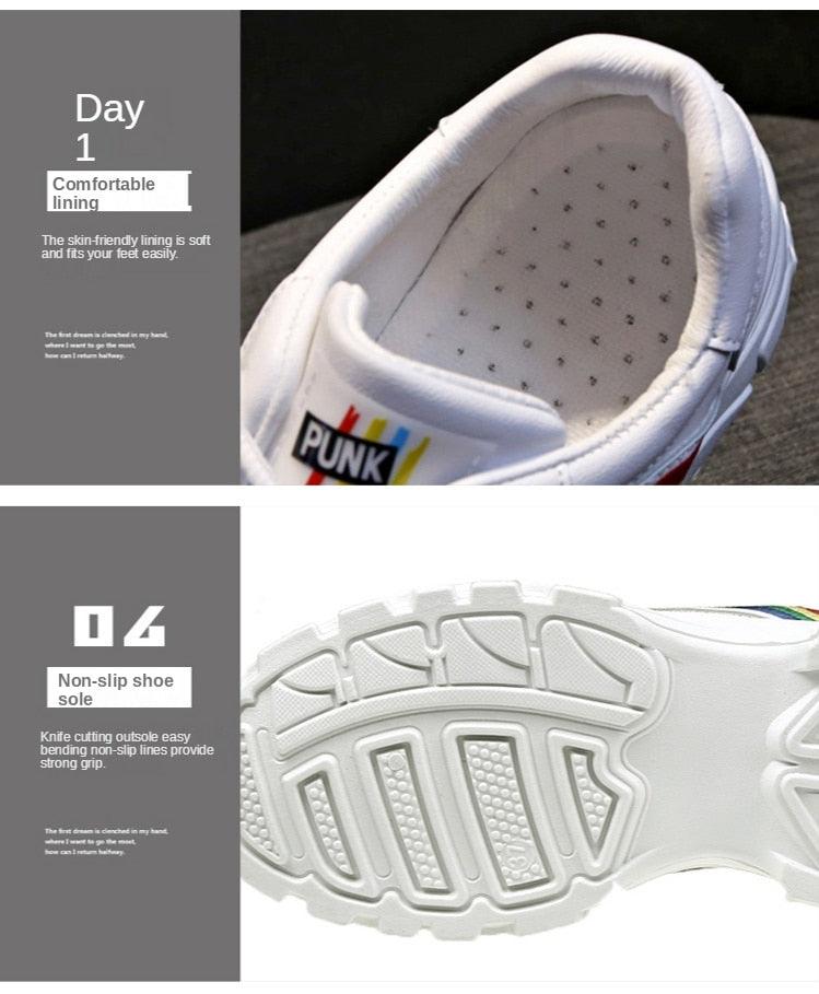 Women's Chunky Platform Winter Sneakers with Rainbow Detail