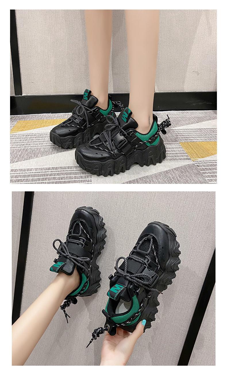 Blue Platform Sneakers Women Casual Lace Up Walking Shoes