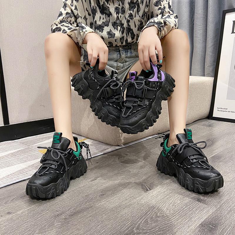 Blue Platform Sneakers Women Casual Lace Up Walking Shoes