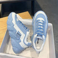 Stevvex blue women's casual platform sneakers with lace-up closure and thick base