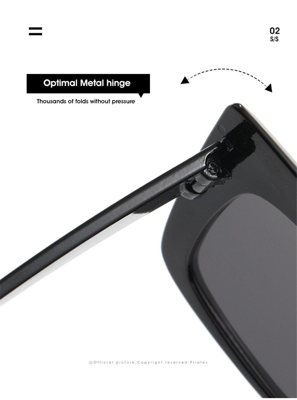 Oversized Square Cat Eye Sunglasses for Women Retro Thick Frame