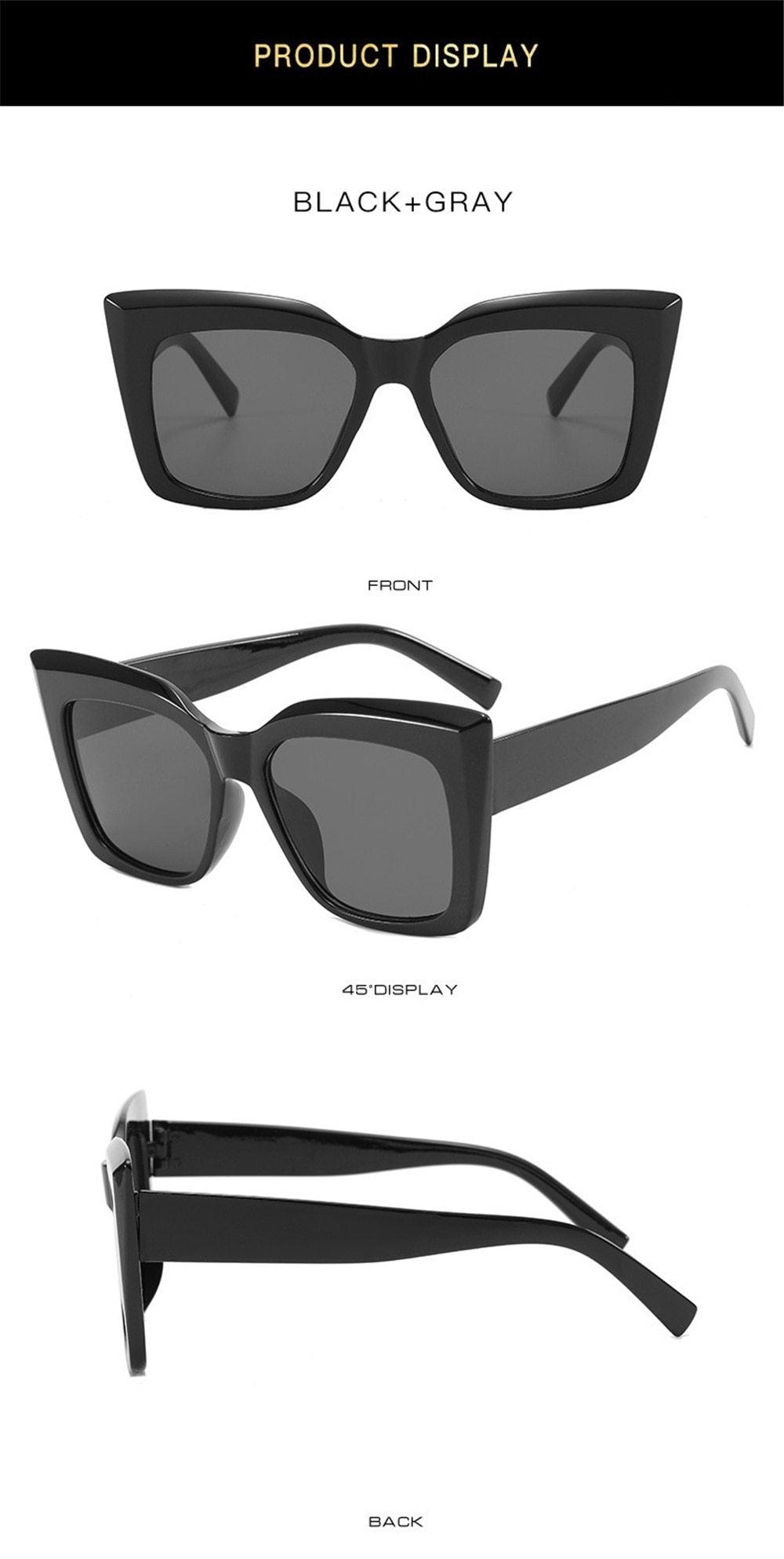 Oversized Square Cat Eye Sunglasses for Women Retro Thick Frame