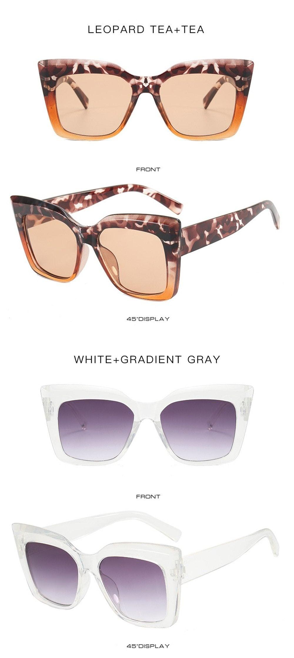 Oversized Square Cat Eye Sunglasses for Women Retro Thick Frame