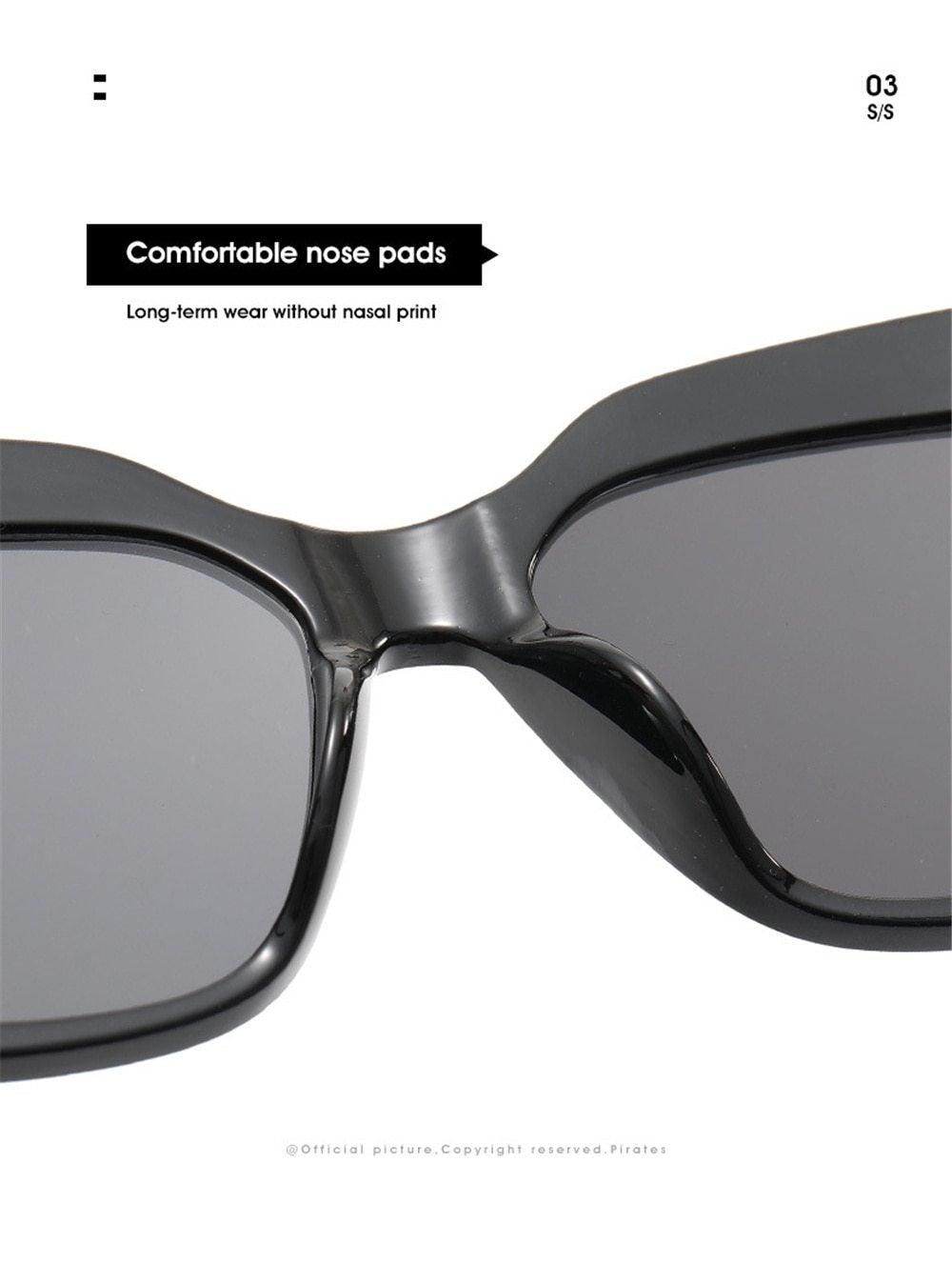 Oversized Square Cat Eye Sunglasses for Women Retro Thick Frame