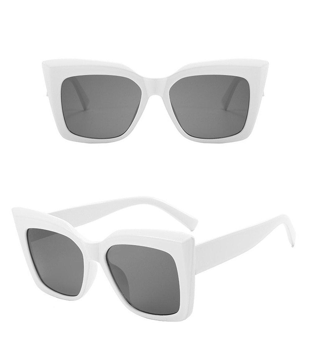 Oversized Square Cat Eye Sunglasses for Women Retro Thick Frame