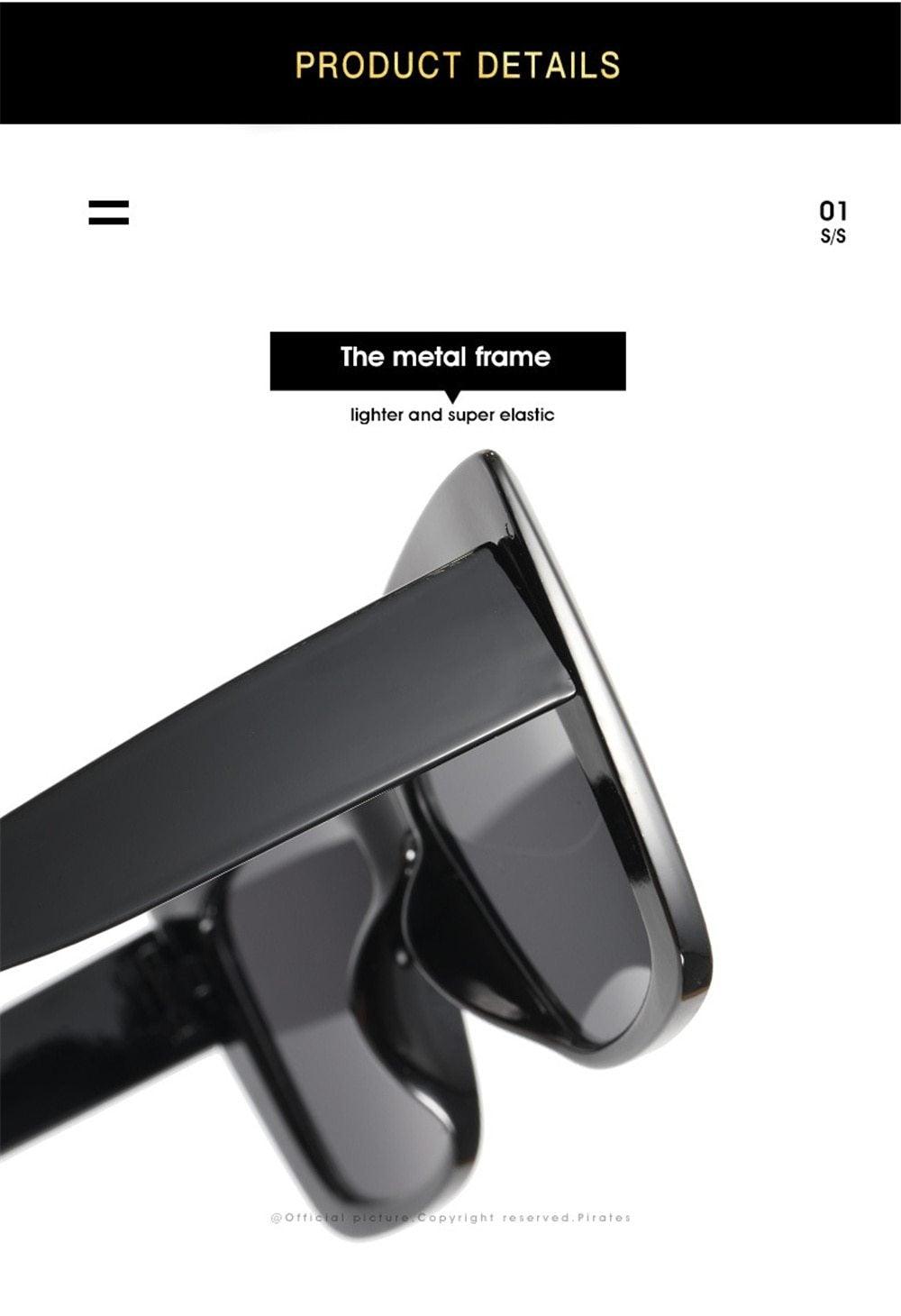 Oversized Square Cat Eye Sunglasses for Women Retro Thick Frame