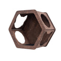 Minimalist dark walnut hexagon cat wall shelf with interior felt lining