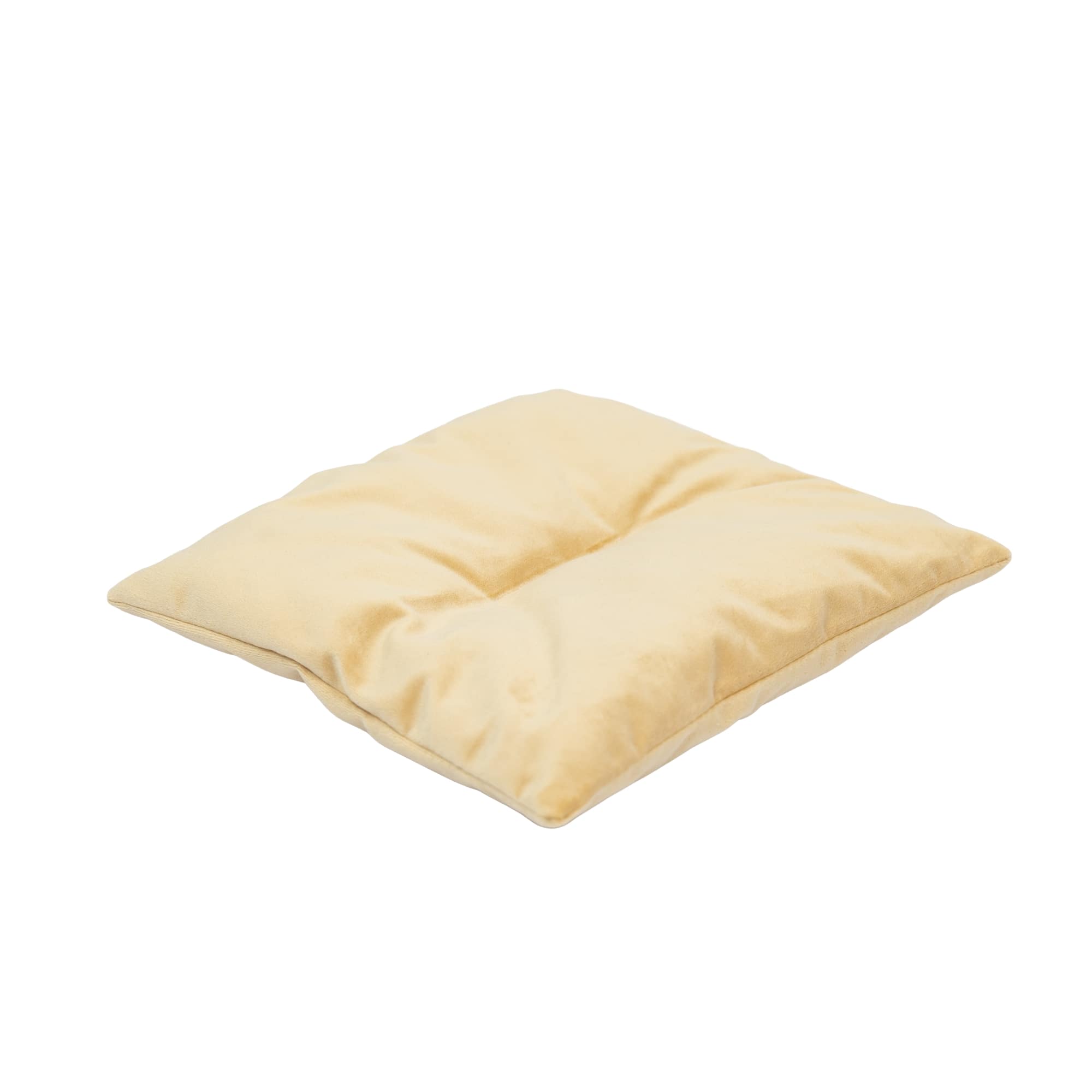 Yellow plush cushion pillow for feline nap havens