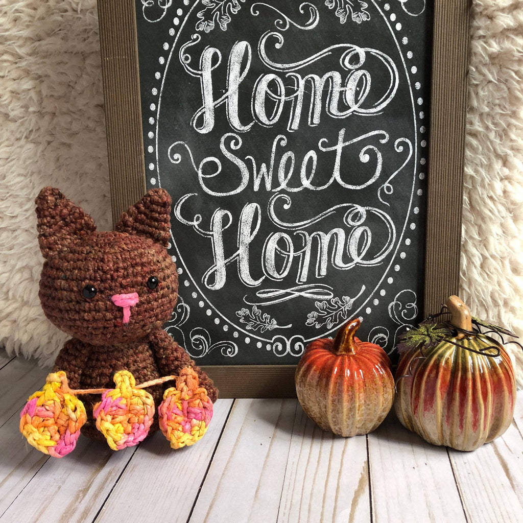 Amigurumi Crochet Cat Kit: DIY Handmade Fall Leaf Cat Pattern