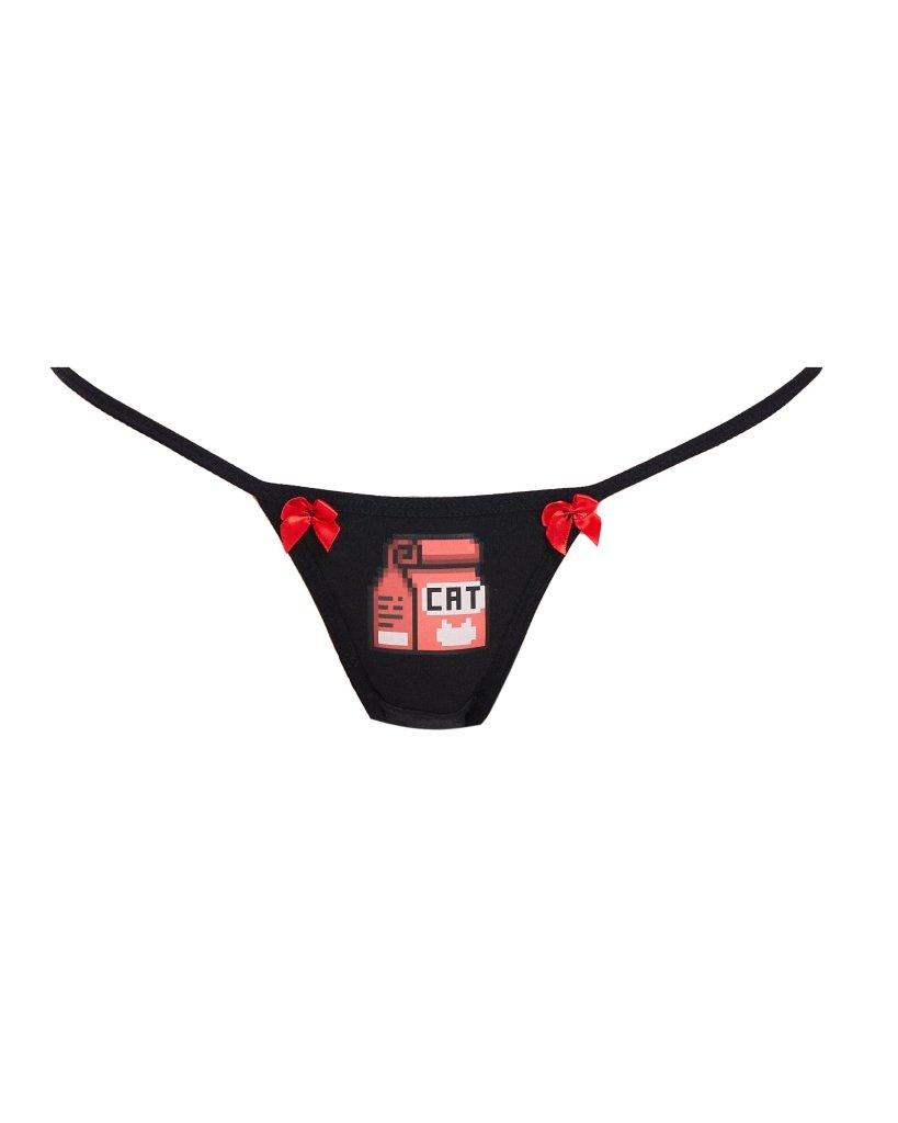 Y2K Feed Cats G-String Thong with Red Bows