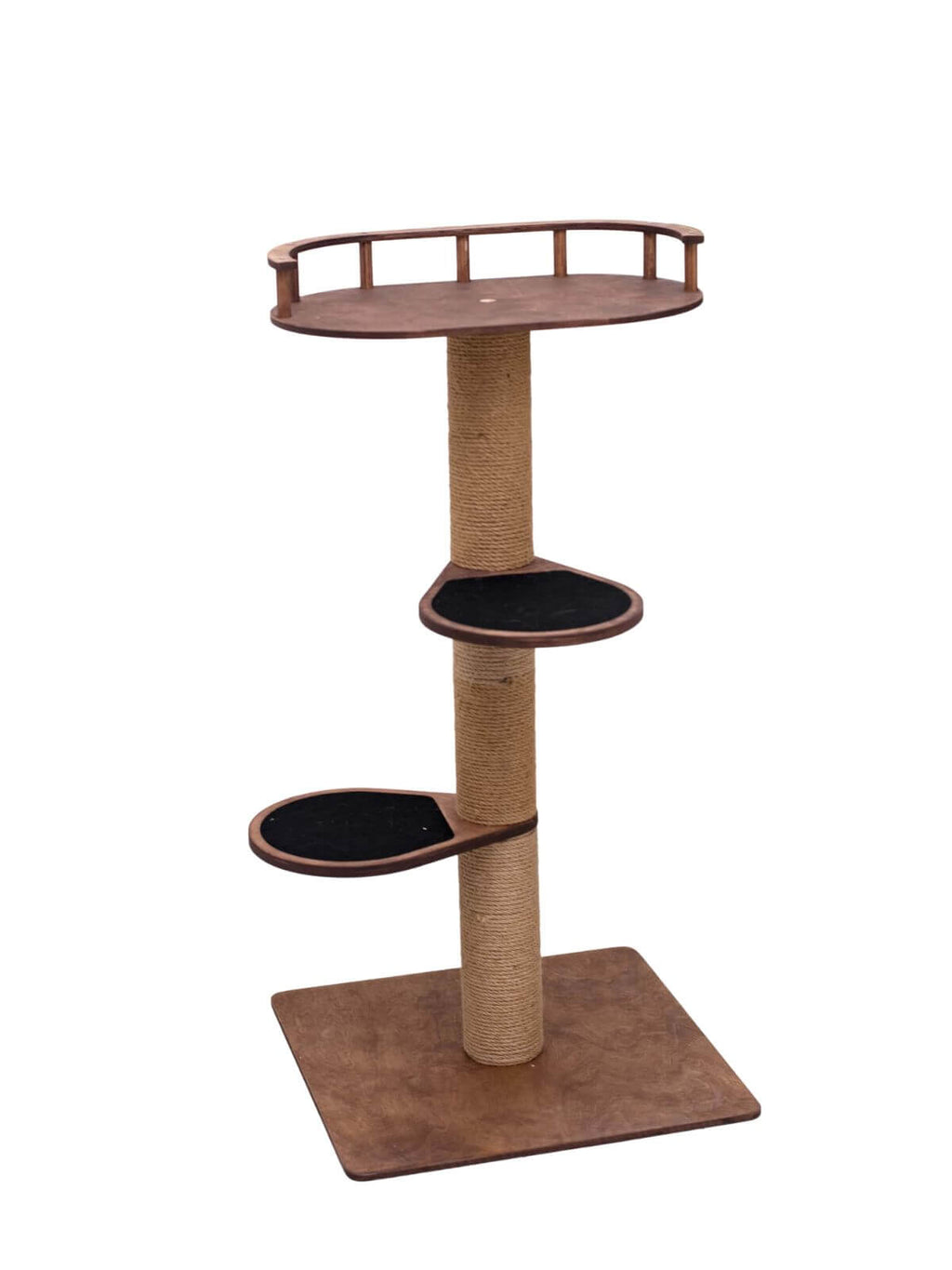 Modern Wooden Cat Tree with Plush Bed - Minimalist Feline Furniture