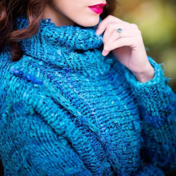 Catwalk Sweater Knitting Kit: Relaxed Turtleneck in Ocean Blue