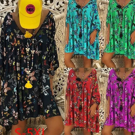 Women's Skull Print Deep V-Neck Long Sleeve Casual Mini Dress - Image 16