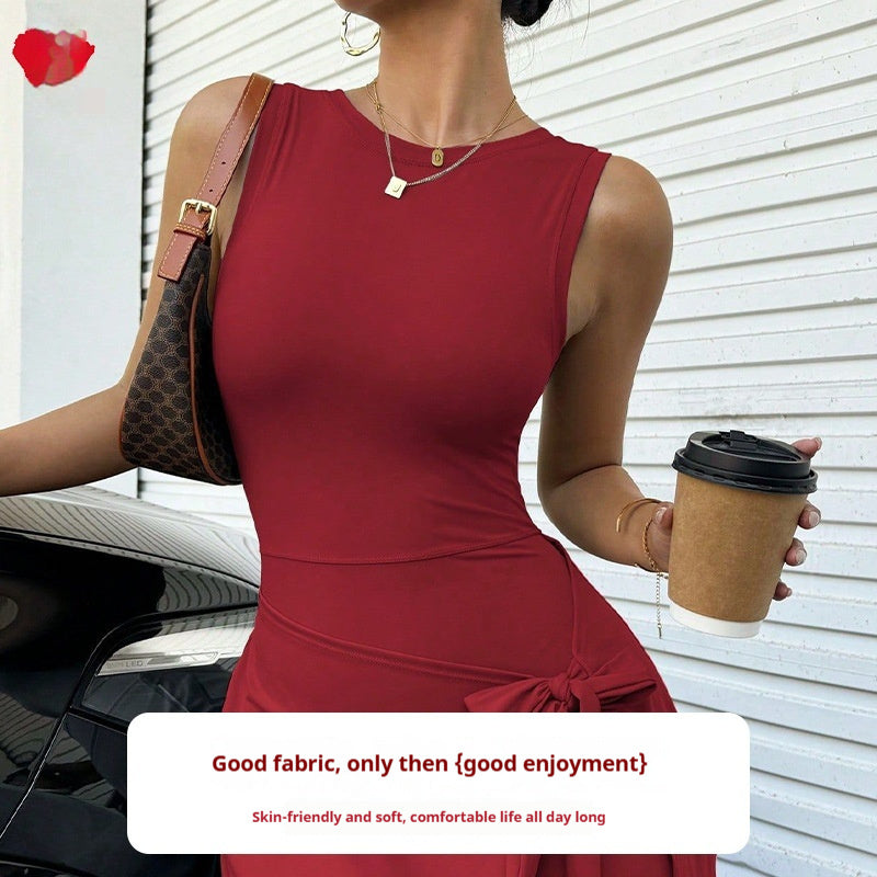 Women's Sleeveless Yoga Dress with Open Back and Wrap Skirt - Image 5