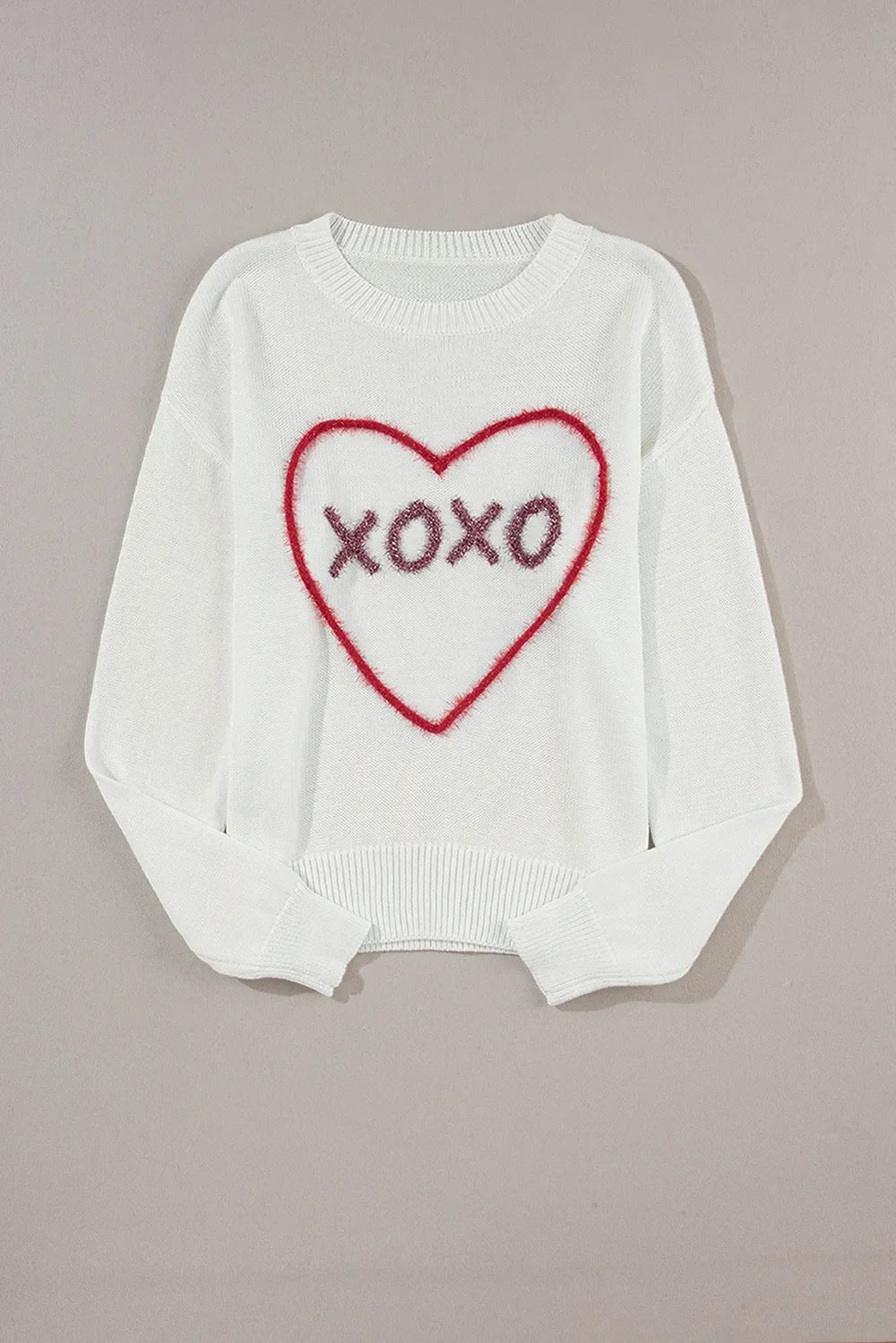 XOXO Heart Graphic Drop Shoulder Sweater in Pink and White - Image 15