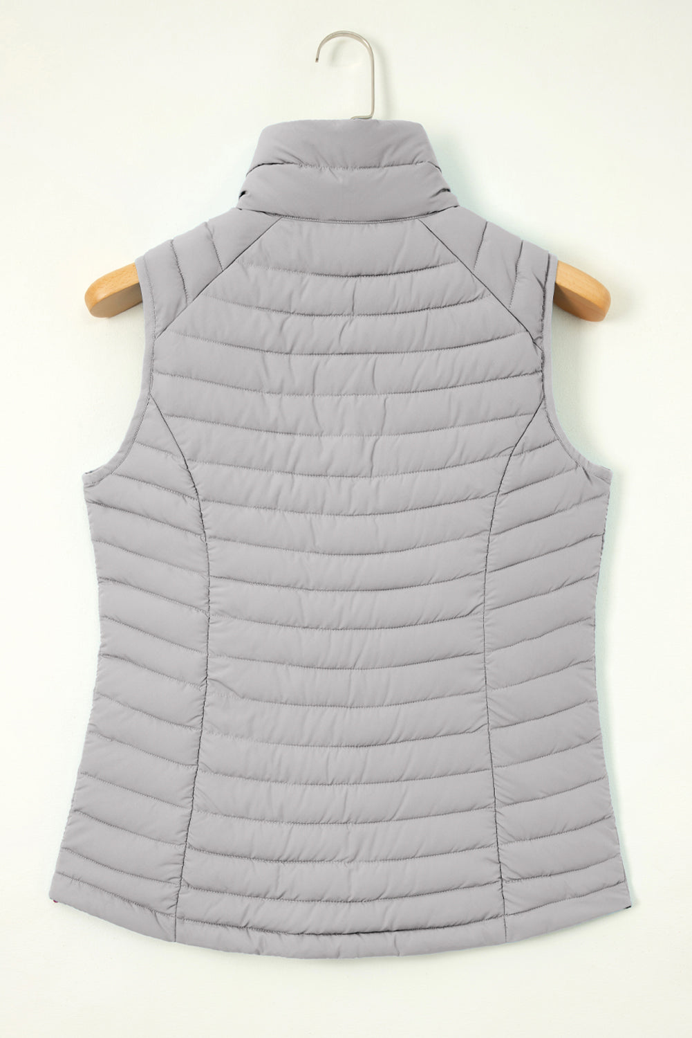 Solid Plush Standing Collar Zip Up Puffer Vest