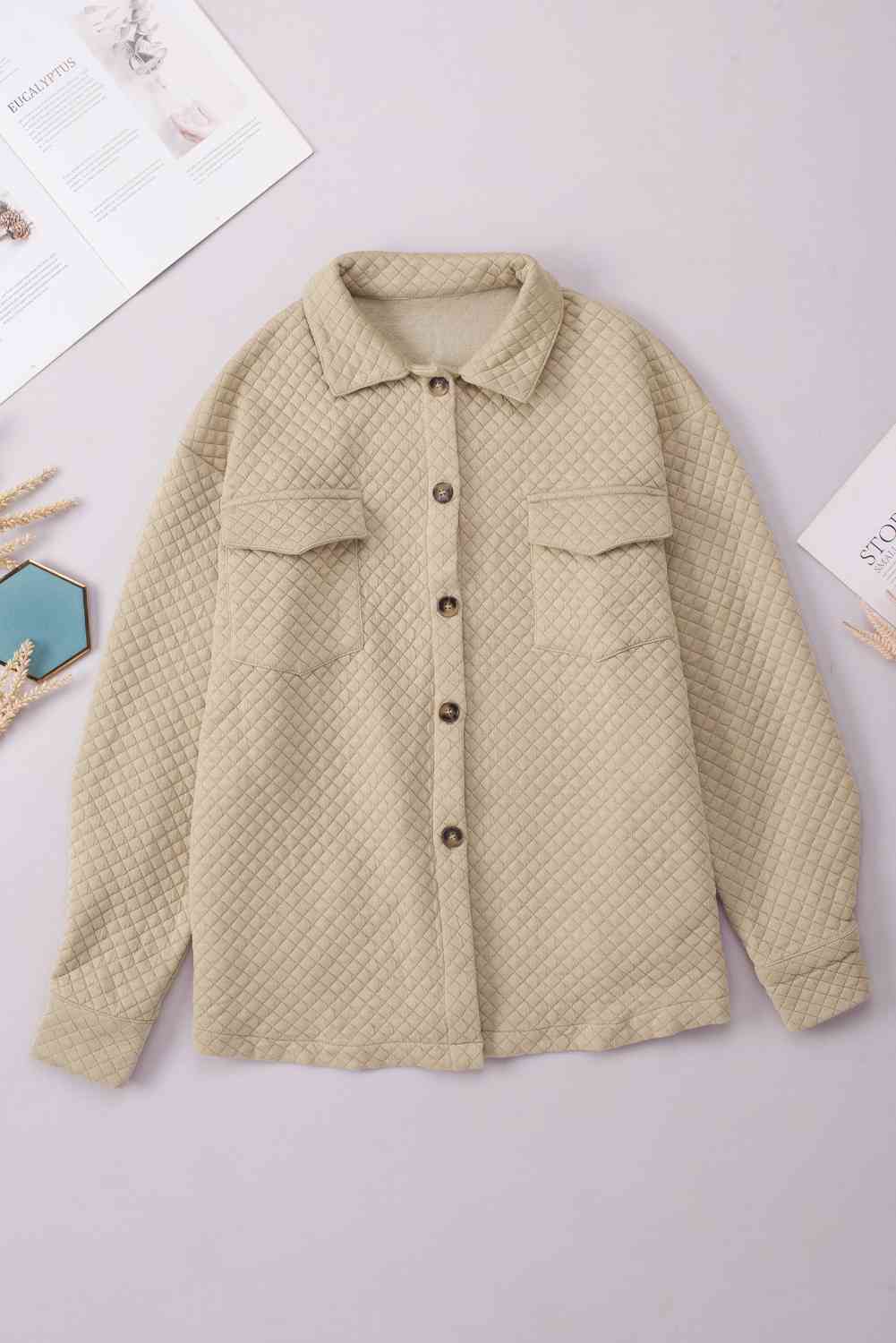 Classic Lightweight Button-Down Collared Jacket with Pockets