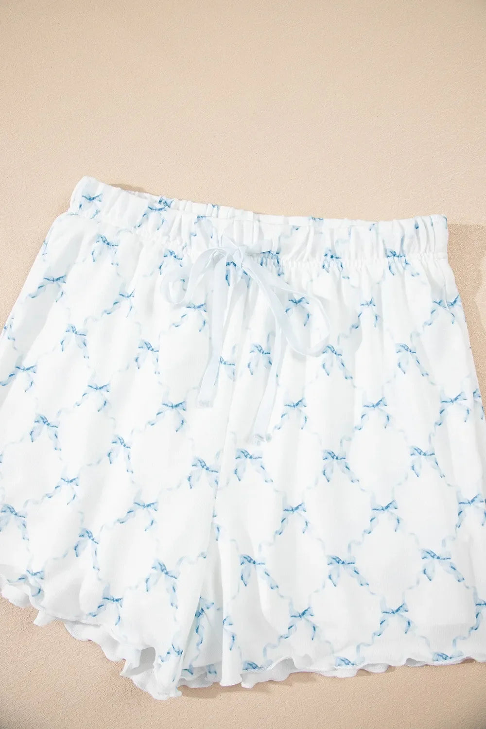 Printed Round Neck Top and Shorts Two-Piece Lounge Set