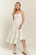 Smocked floral cami dress with sweetheart neckline and ruffles
