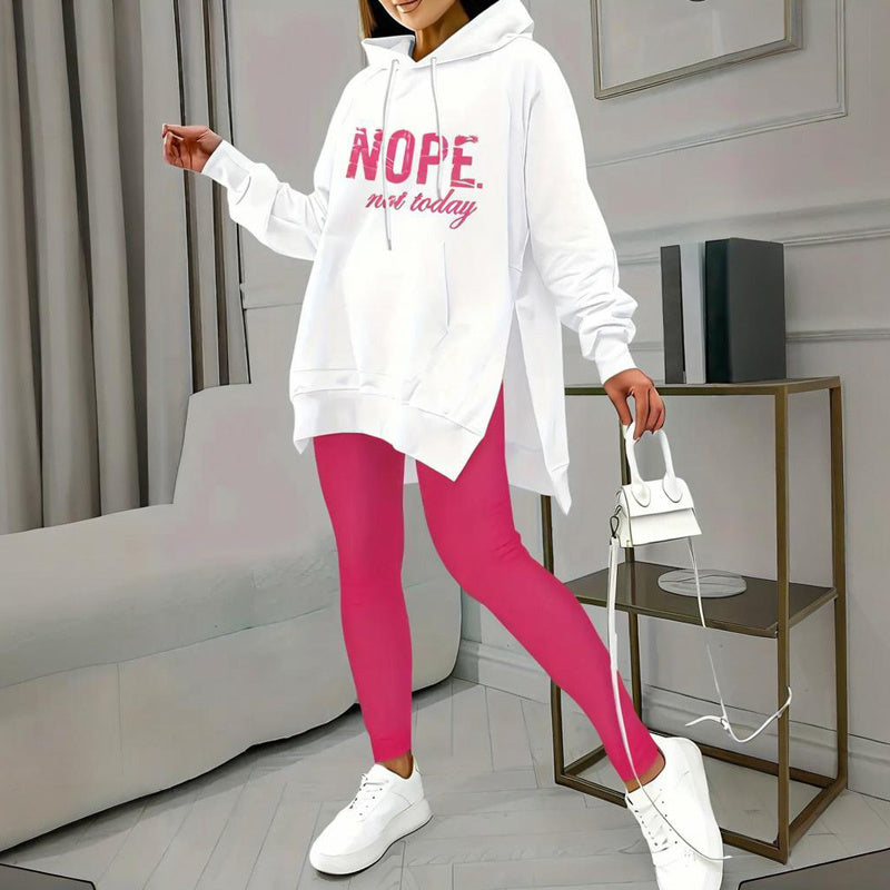 Women's 2-Piece Letter Print Hooded Sweatshirt & Legging Set - Image 11