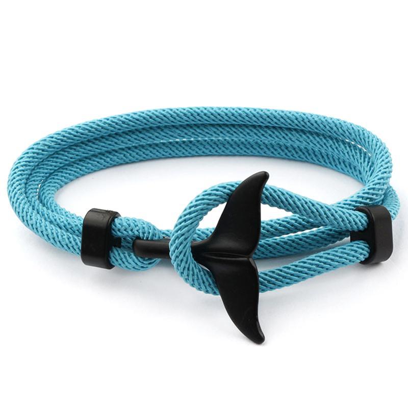Unisex Nautical Whale Tail Anchor Rope Wrap Bracelet