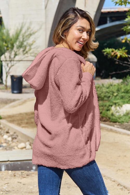Women's Teddy Hooded Jacket Oversized Knit Casual Outerwear