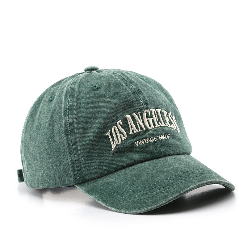 Distressed Satin Letter Embroidery Baseball Cap - Adjustable Unisex