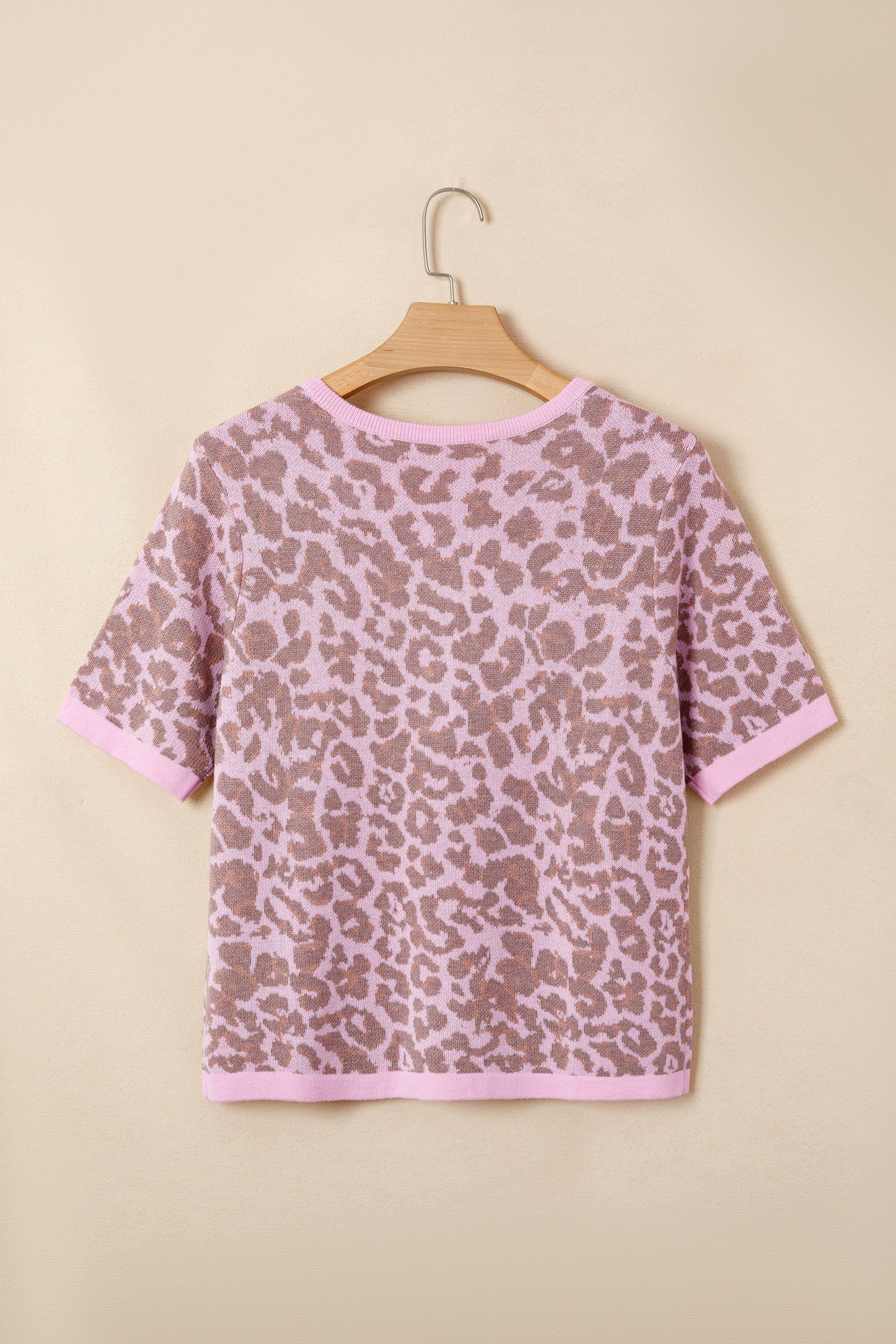 Leopard Print Button Down Short Sleeve Sweater Cardigan