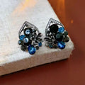 French Retro Square Studs Metal Enamel 3D Art Design