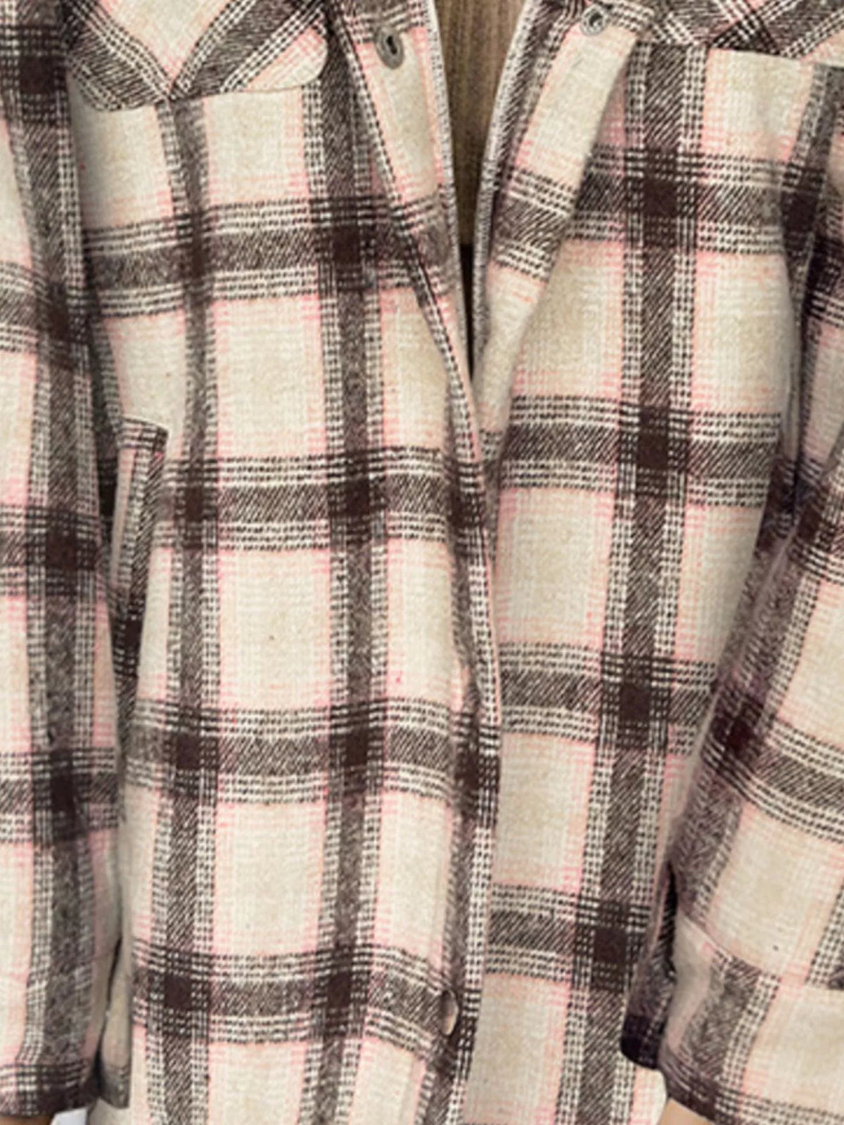 Oversized Plaid Long Sleeve Fleece Jacket