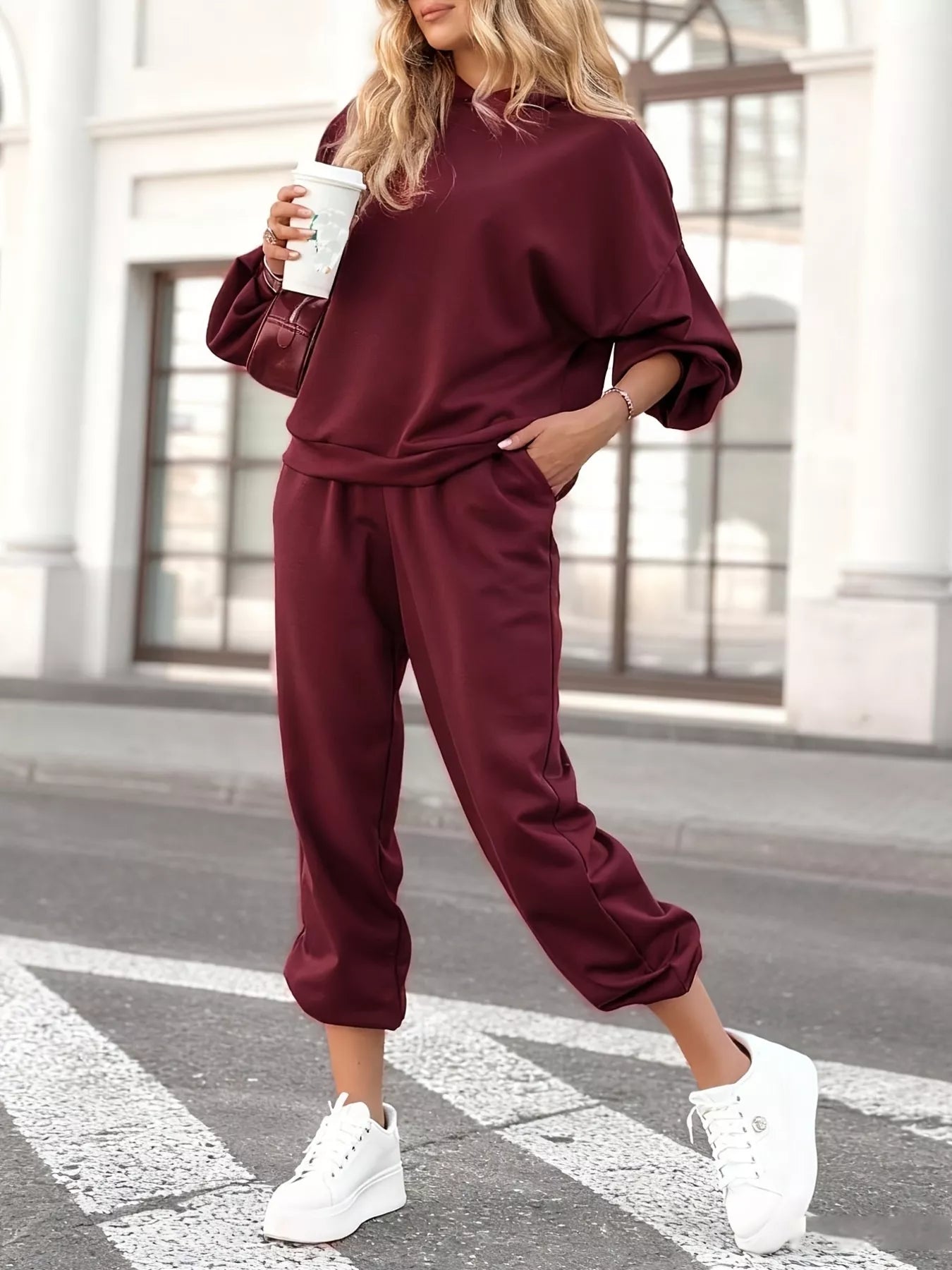 Casual Hoodie and Cropped Pants Set