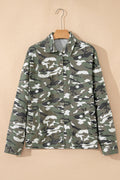 Green Camo Chest Pockets Loose Jean Jacket