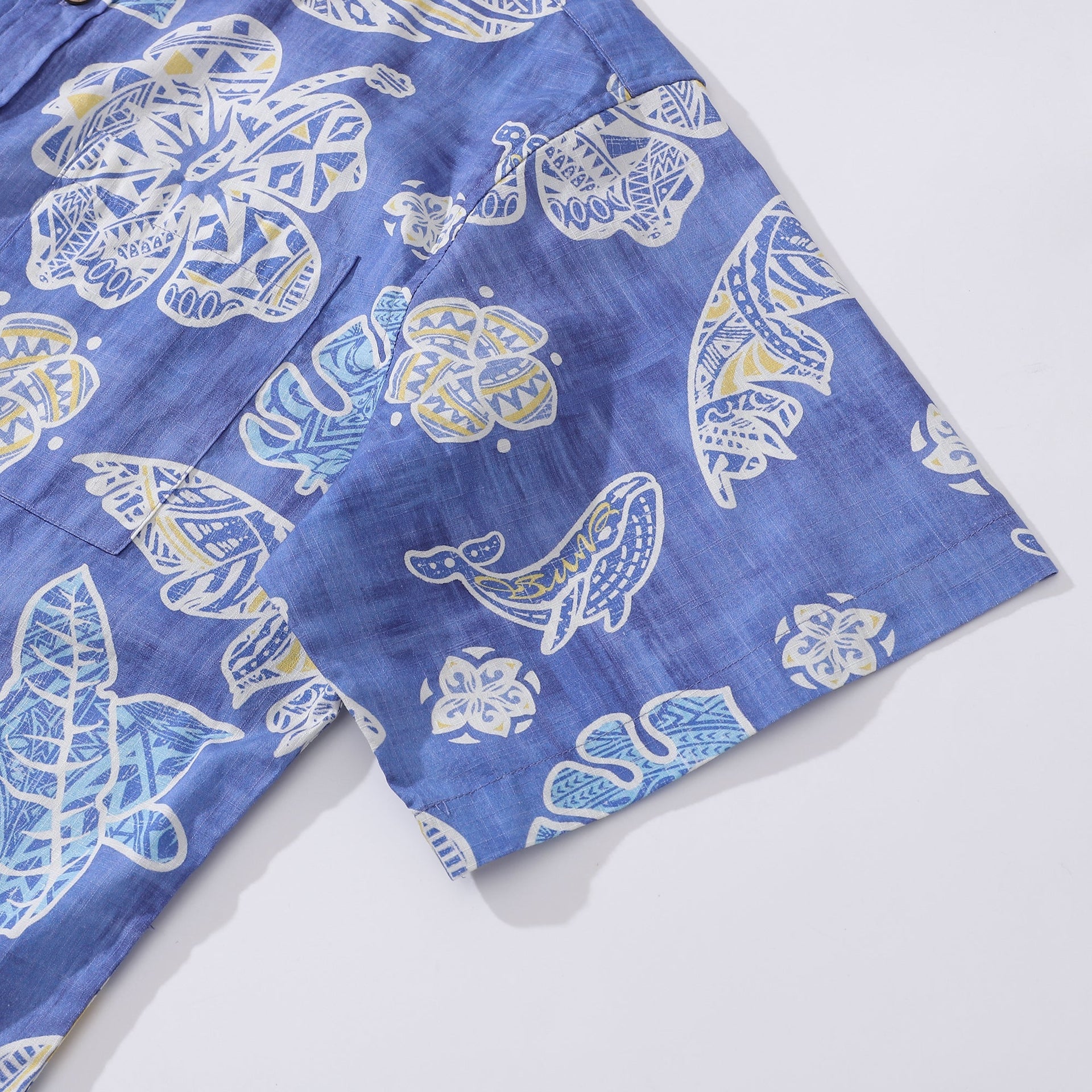 Men's Hawaiian Shirt Native Plant Pattern Cotton Button-Down