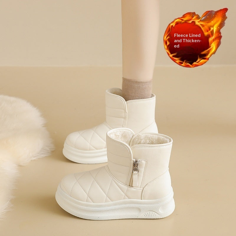 Women’s Warm Fleece-Lined Quilted Ankle Snow Boots Winter Footwear
