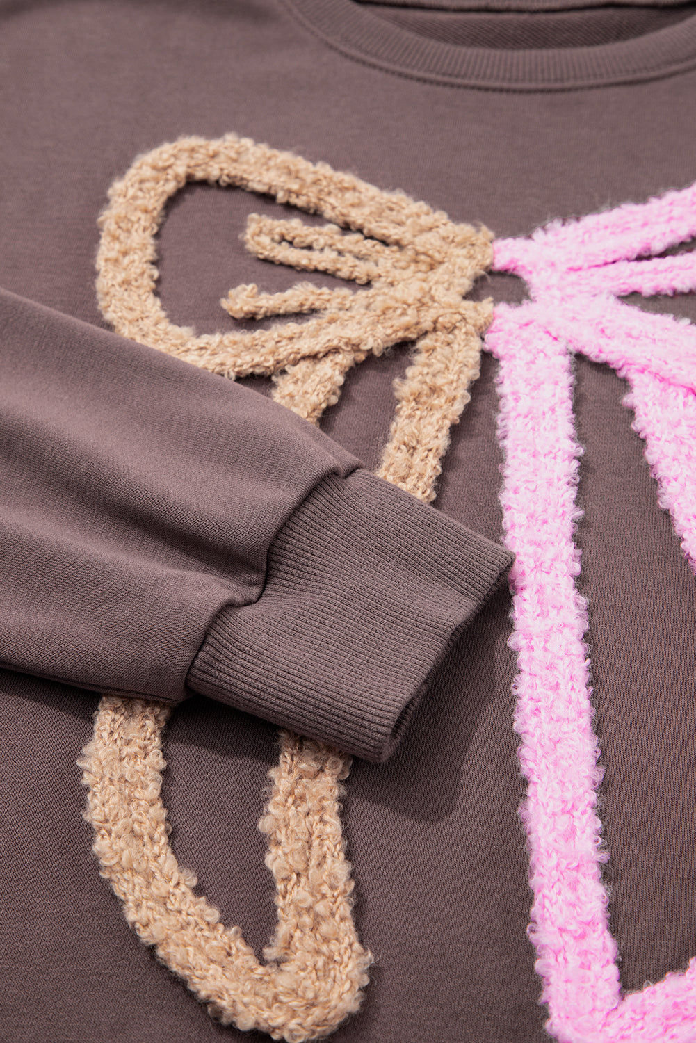 Bow Tie Contrast Terry Drop Shoulder Sweatshirt