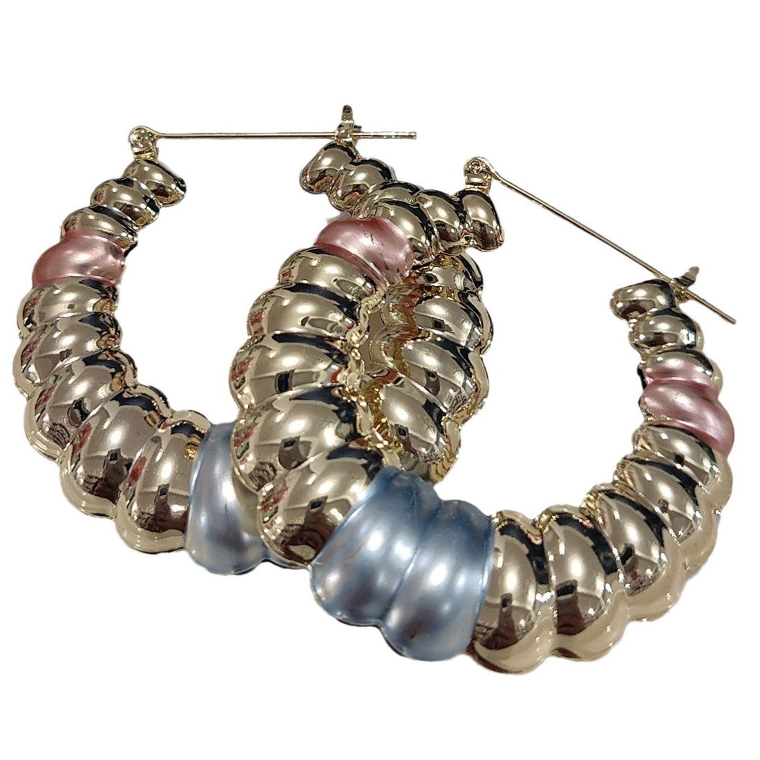Modern Geometric Copper Earrings - Trendy Gold Pink Blue Jewelry