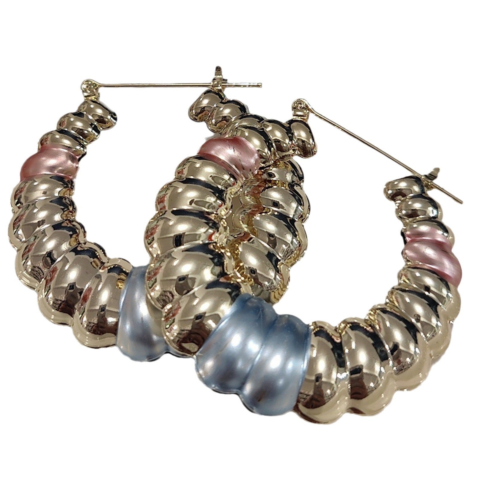 Modern Geometric Copper Earrings - Trendy Gold Pink Blue Jewelry