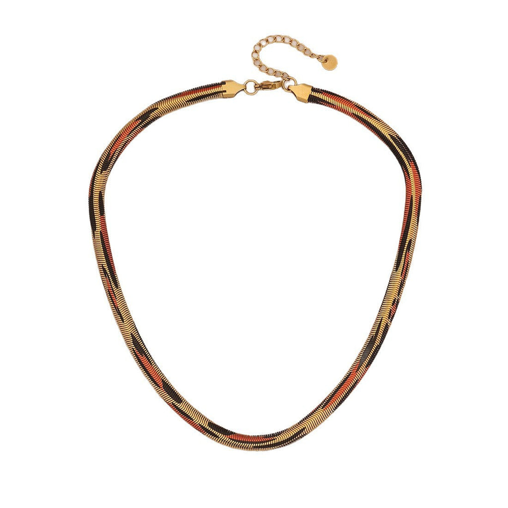 Stainless Steel Leopard-print Snake Chain Necklace
