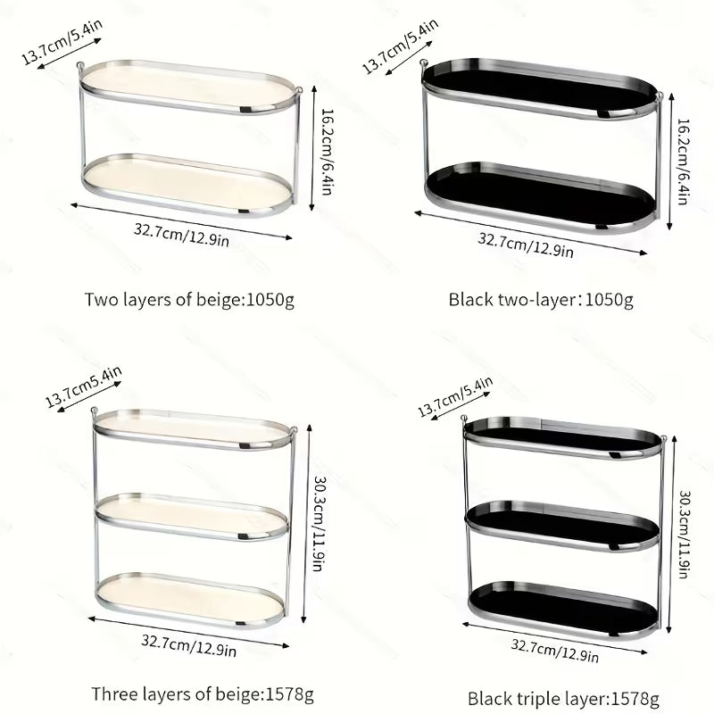 Tiered Acrylic and Metal Standing Shelf Rack for Bathroom and Vanity