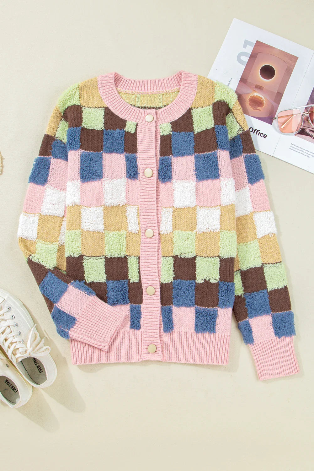 Plush Button Front Cardigan Sweater