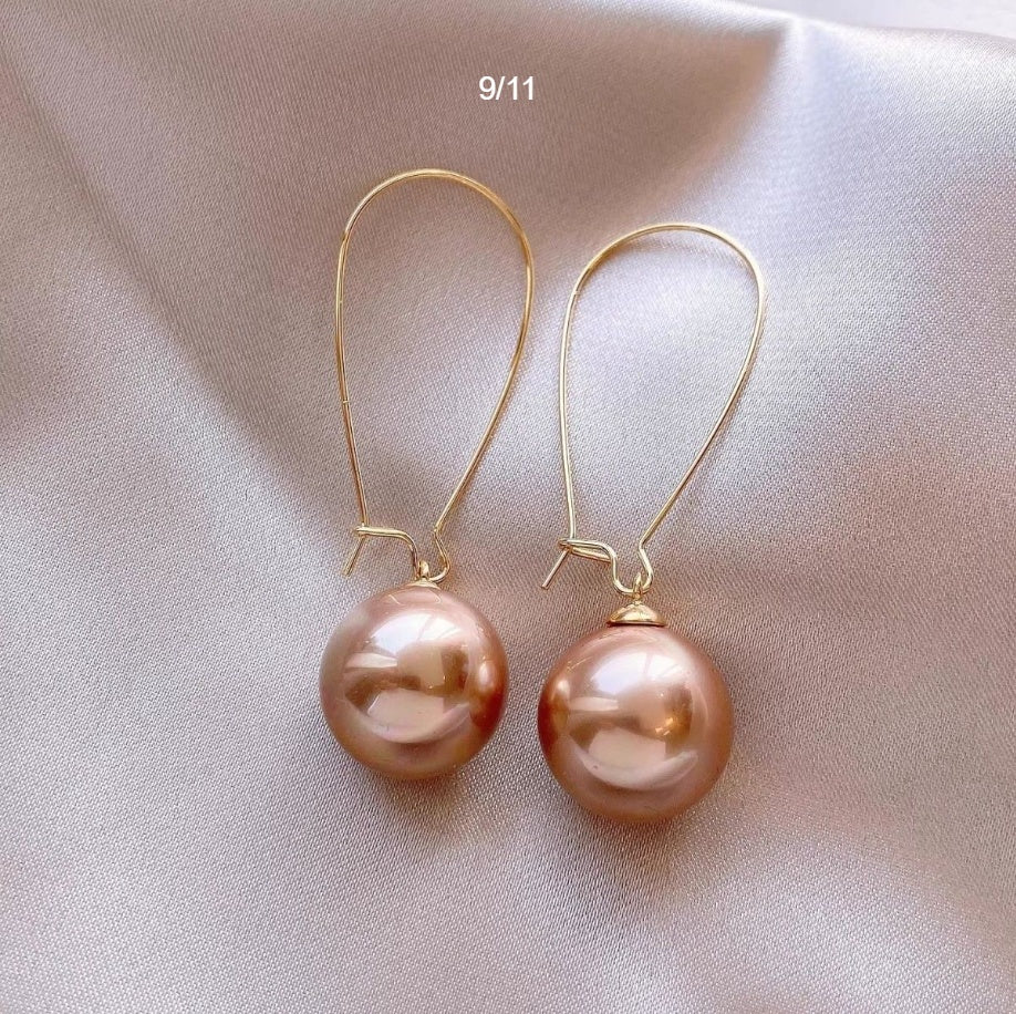 Autumn Winter Champagne Pearl Earrings For Women