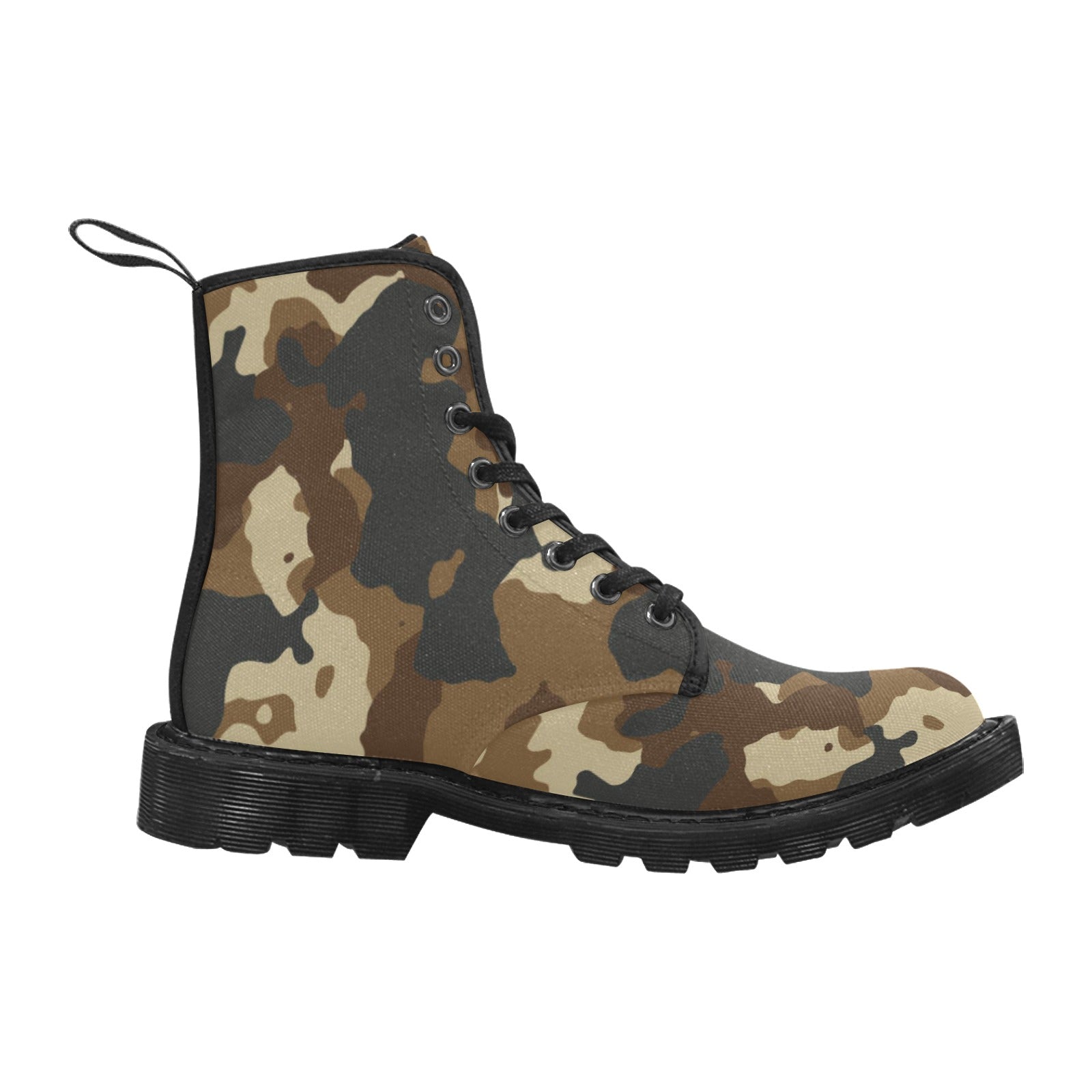 Women's Dark Brown Camouflage Lace Up Canvas Fashion Boots - Image 4