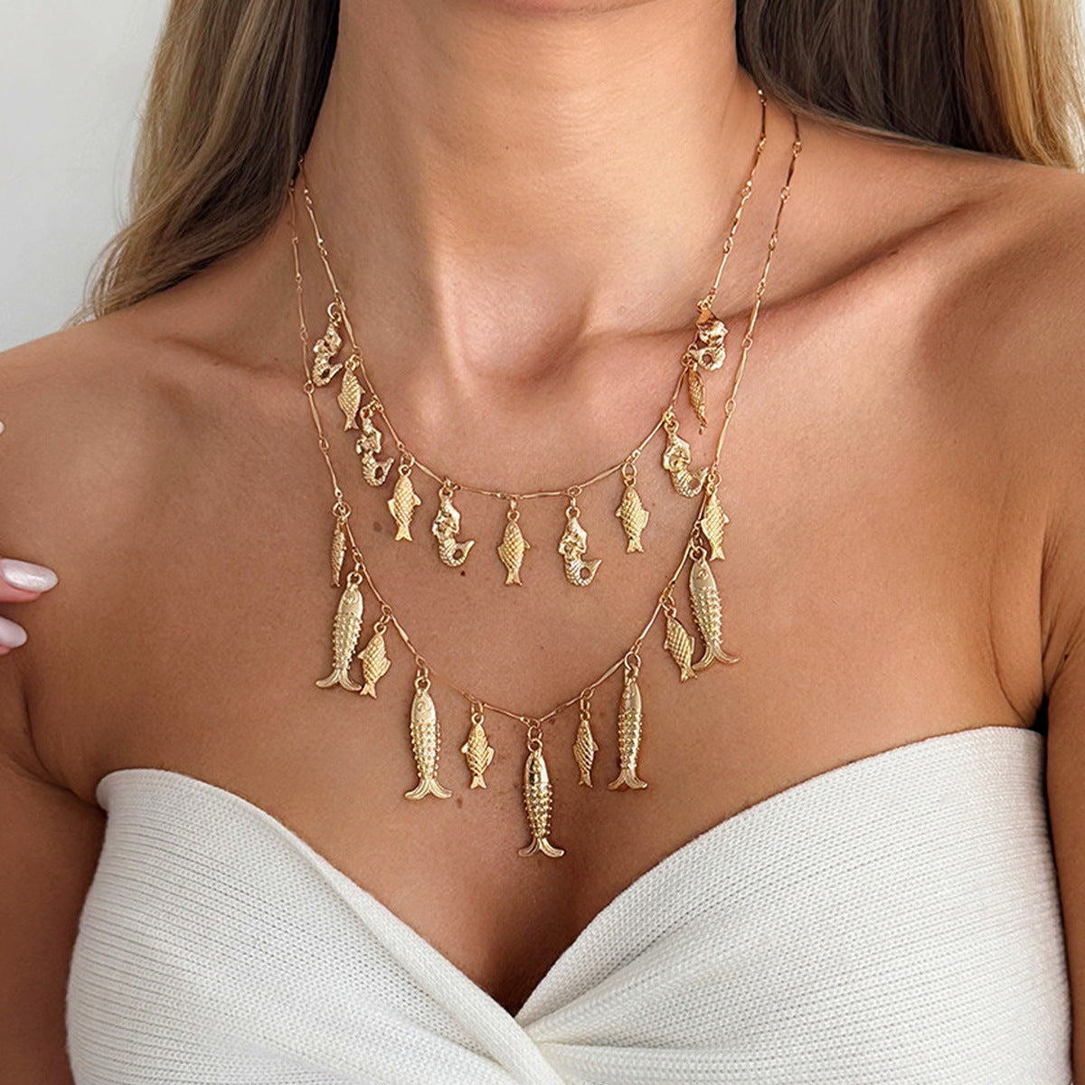 Ocean-style Instagram-ready Metal Small Fish Pendant Necklace