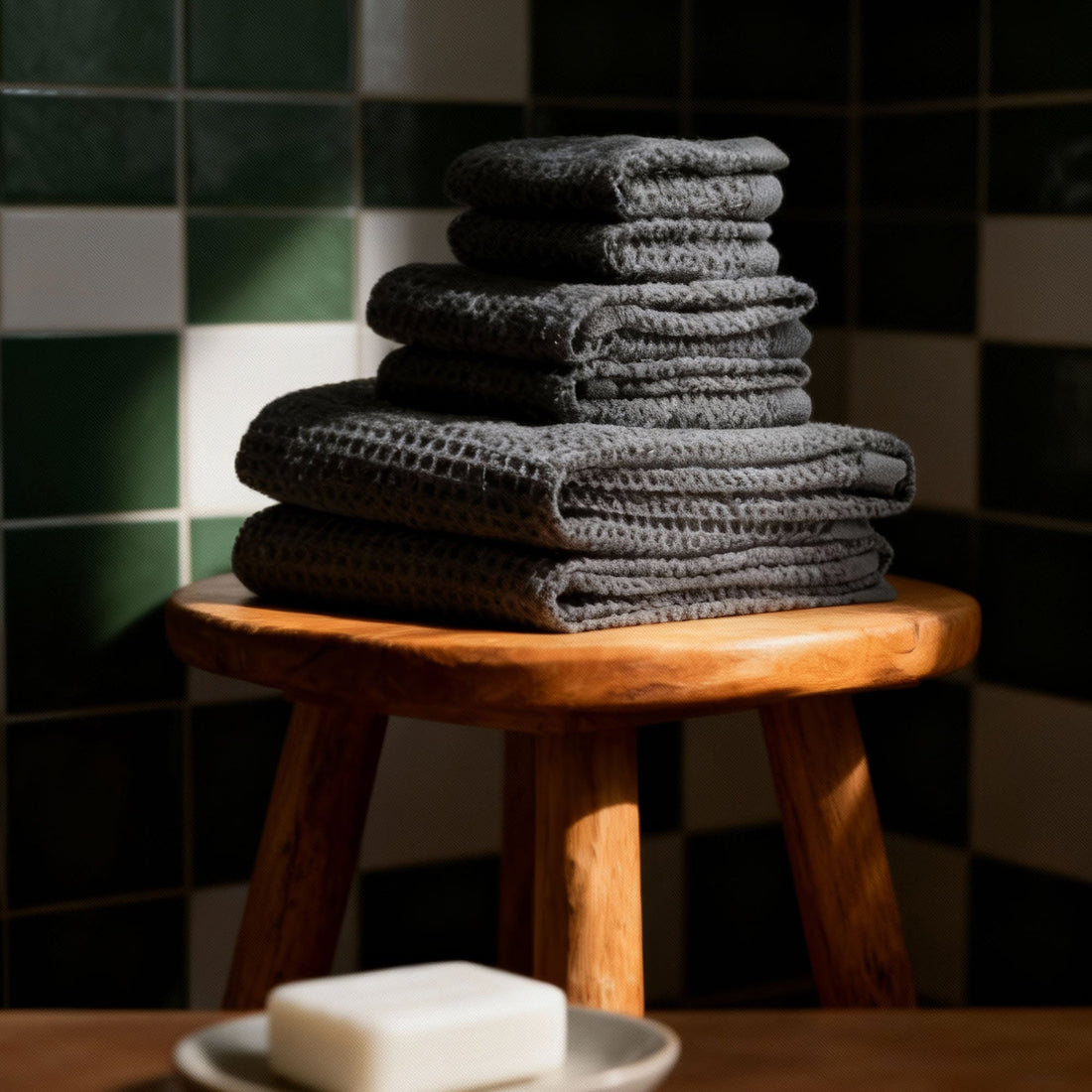 Sedona White Cotton Waffle Weave Bath Towel - Image 3