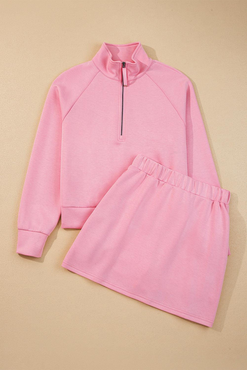 Solid Half Zip Pullover and Mini Skort Set