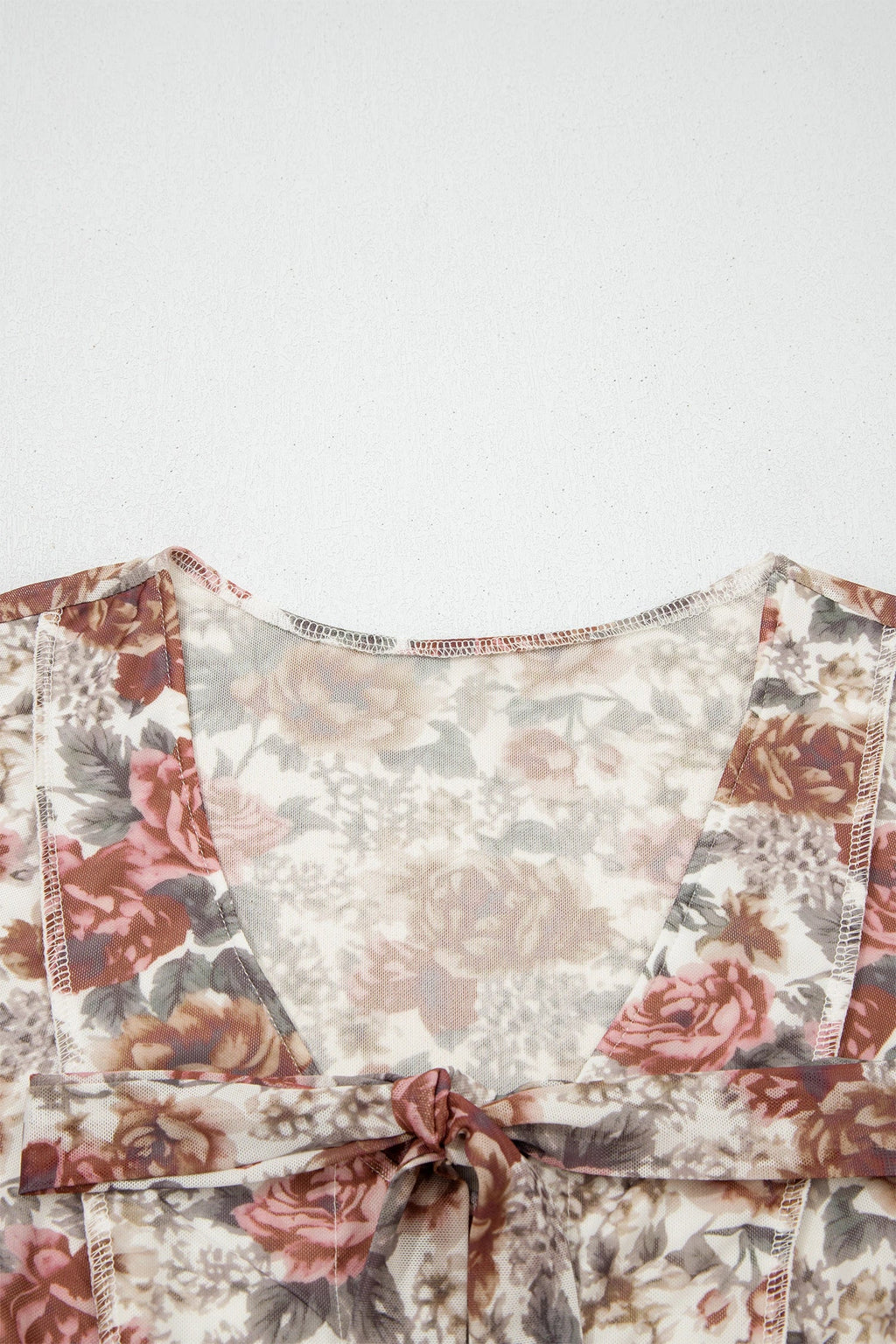 Women's Floral Tie V-Neck Bell Sleeve Blouse