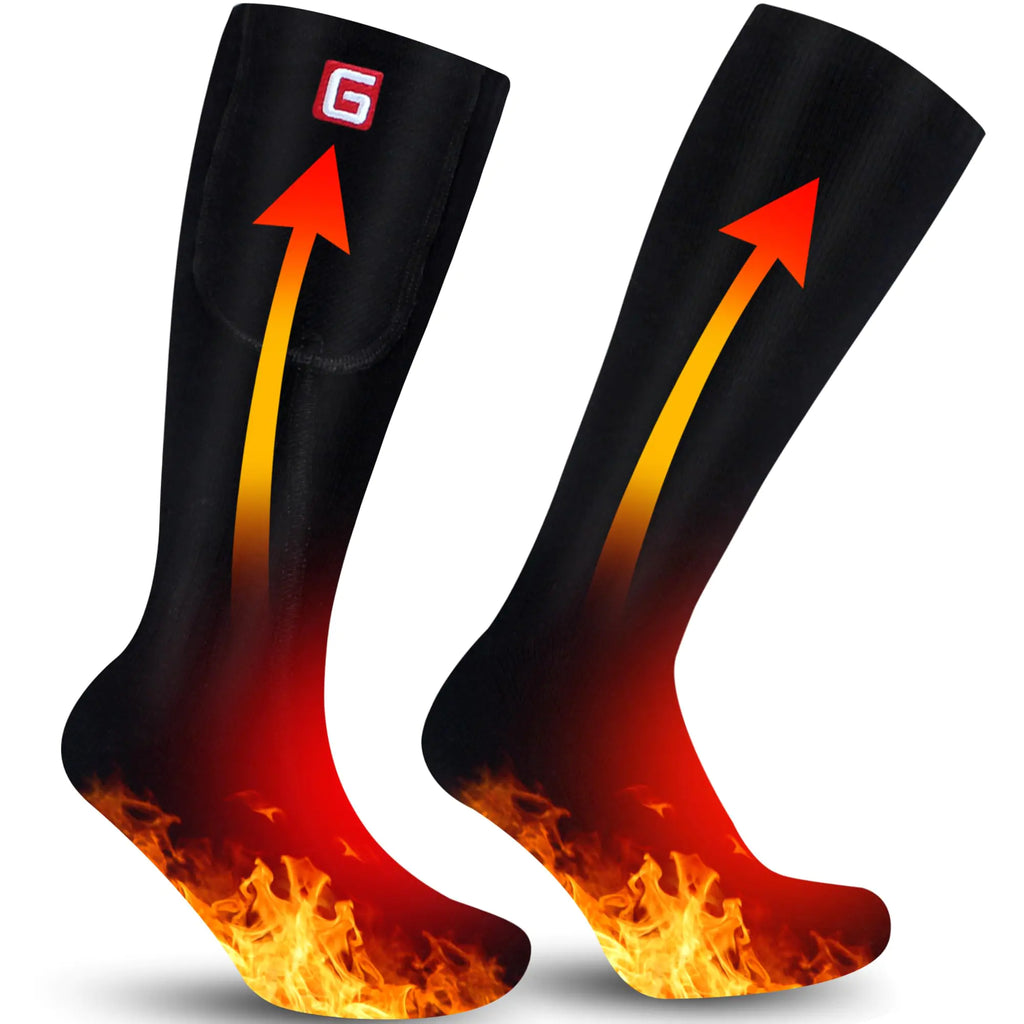 GEMSTONEGO Men Heated Socks Electric Rechargeable Battery Powered Heated Socks for Men Winter Cotton Warm Heated Socks for Outdoor Sports Hiking Skiing Fishing Running Feet Warmers Socks